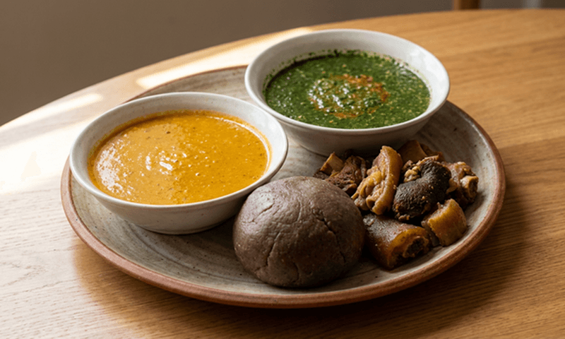 Amala with Gbegiri & Ewedu